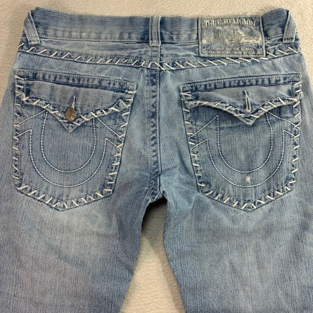 Vintage True Religion Billy Big T Jeans Men 36x33 Blue Faded Baggy Stitching Y2K